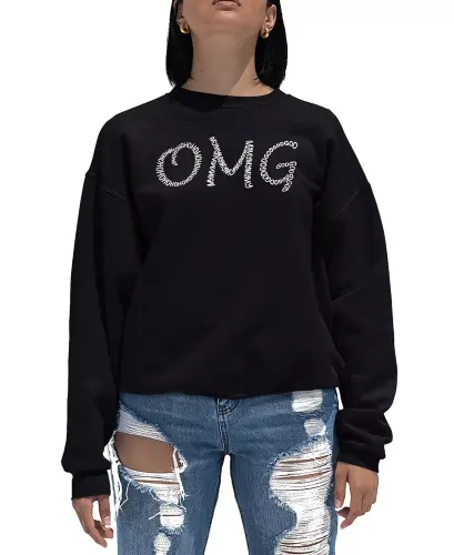 Women's Word Art Crewneck OMG Sweatshirt - 1