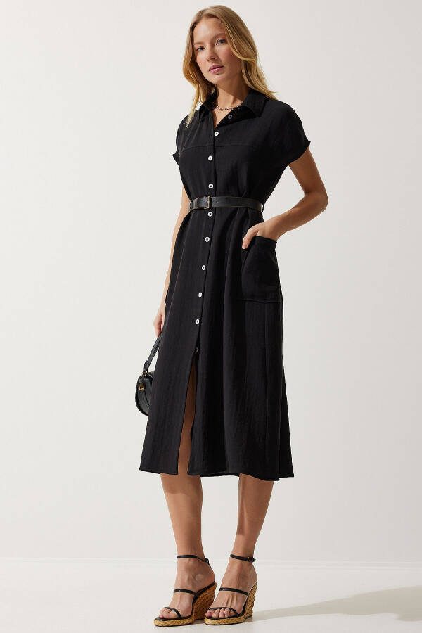 Women's Woven Dress with Black Belt MX00155 - 1