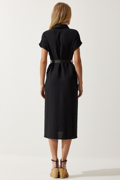 Women's Woven Dress with Black Belt MX00155 - 9