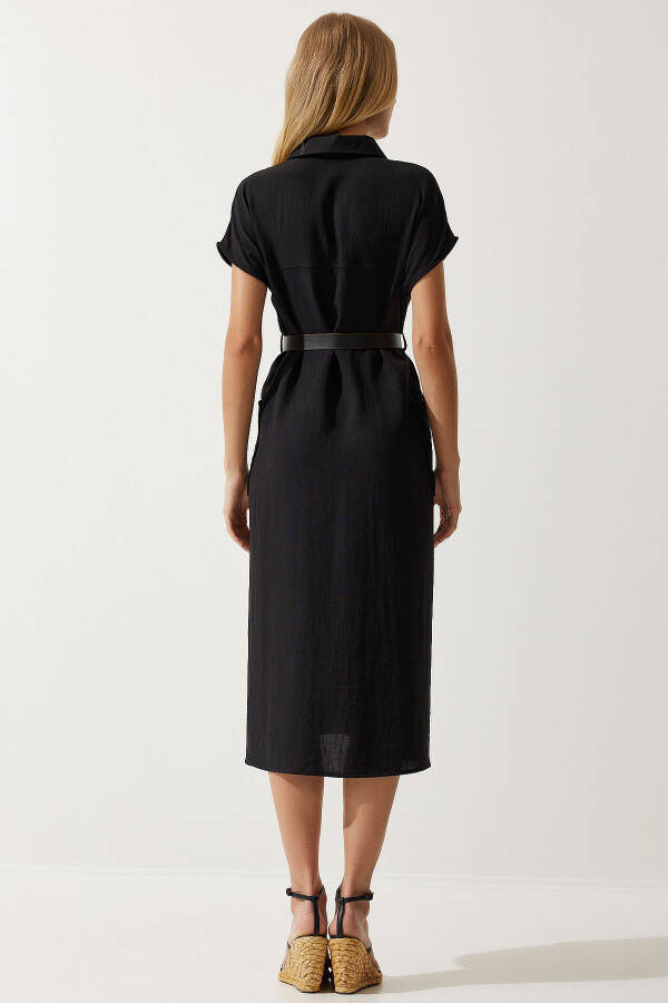 Women's Woven Dress with Black Belt MX00155 - 9