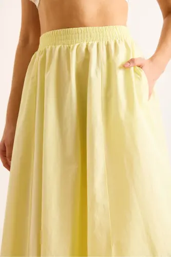 Women's Yellow Elastic Waist Parachute Bell Skirt ETK-19000280-Yellow - 6