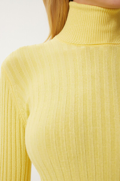 Women's Yellow Fisherman Ribbed Basic Sweater bv00095 - 4
