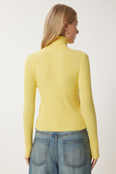Women's Yellow Fisherman Ribbed Basic Sweater bv00095 - 5