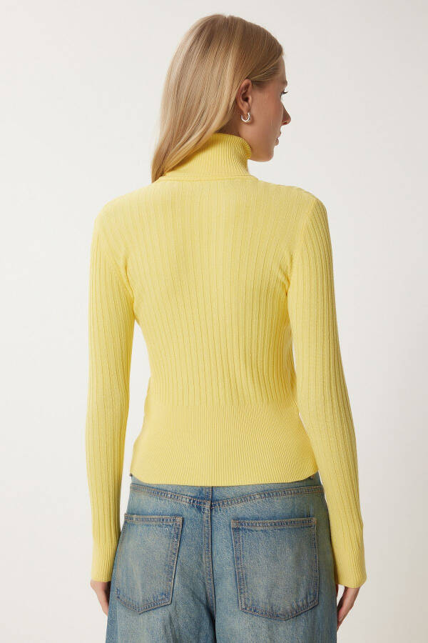Women's Yellow Fisherman Ribbed Basic Sweater bv00095 - 5