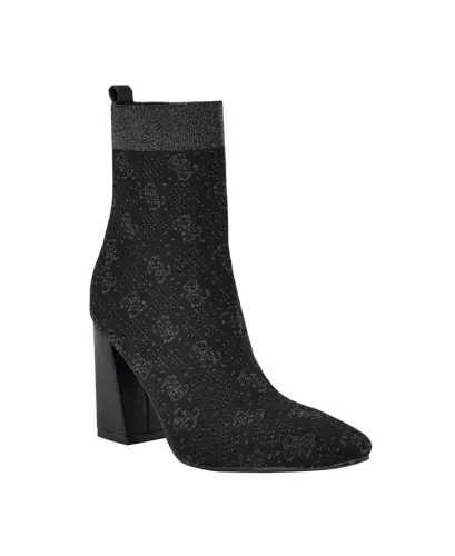 Women's Yonel Block Heel Stretch Knit Logo Dress Booties - Black 
