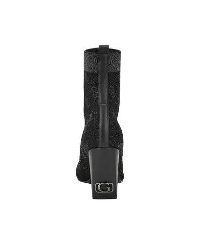Women's Yonel Block Heel Stretch Knit Logo Dress Booties - Black - 3