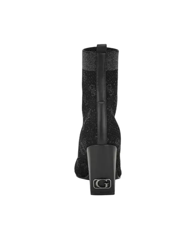 Women's Yonel Block Heel Stretch Knit Logo Dress Booties - Black - 3