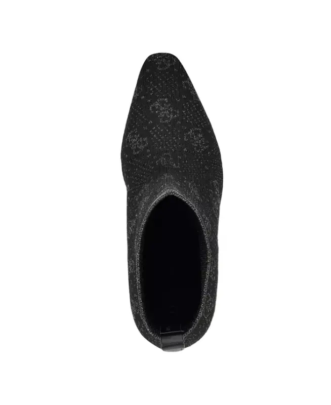 Women's Yonel Block Heel Stretch Knit Logo Dress Booties - Black - 4