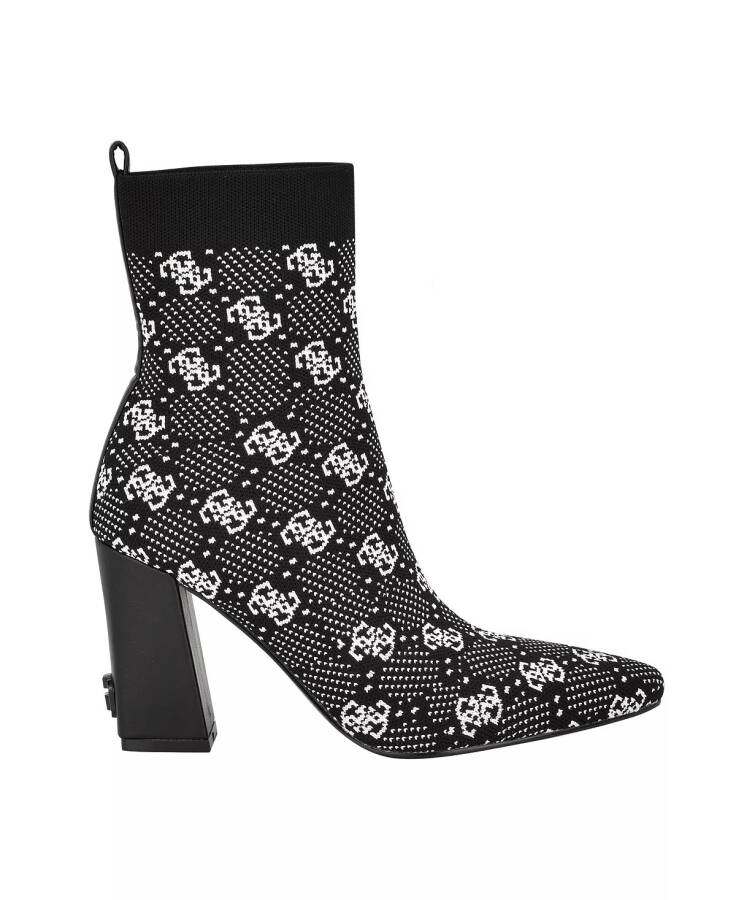 Women's Yonel Block Heel Stretch Knit Logo Dress Booties Black/White Logo - 2