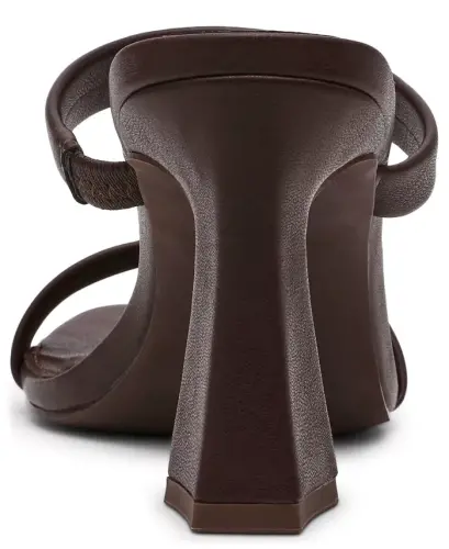 Women's Yorke Two-Band Square-Toe High-Heel Dress Sandals - Chocolate Brown - 3