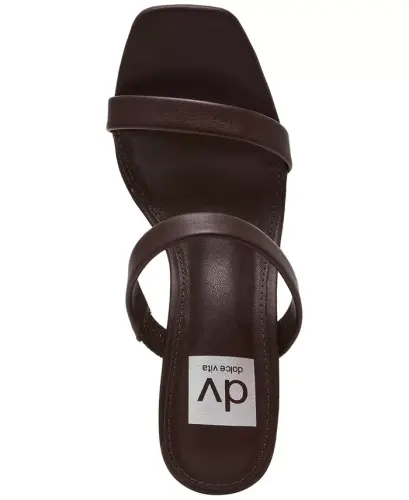 Women's Yorke Two-Band Square-Toe High-Heel Dress Sandals - Chocolate Brown - 4