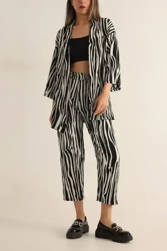 Women's Zebra Print Kimono Set - Zebra Print - TRENDALISSE (1)