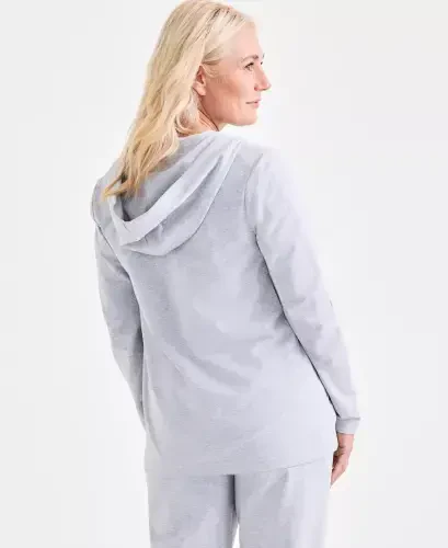 Women's Zip-Front Hooded Sweatshirt, Created for Modazone-Sky Grey Heather - STYLE & CO (1)