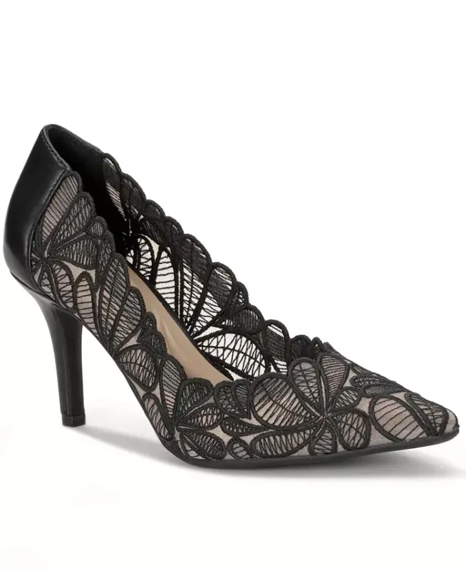 Women's Zitah Embellished Pointed Toe Pumps, Created for Modazone - Black Lace - I.N.C. INTERNATIONAL CONCEPTS