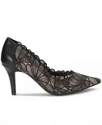 Women's Zitah Embellished Pointed Toe Pumps, Created for Modazone - Black Lace - 2