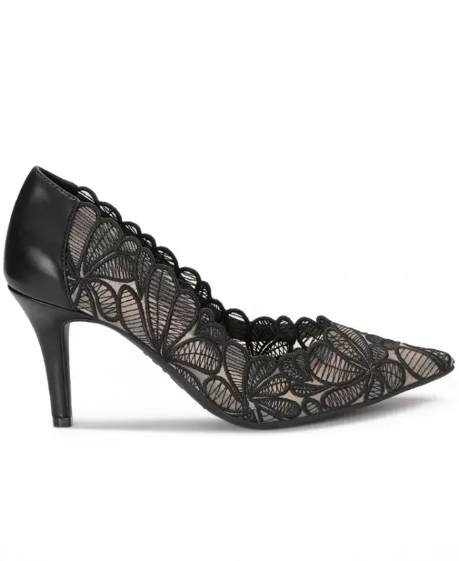 Women's Zitah Embellished Pointed Toe Pumps, Created for Modazone - Black Lace - 2