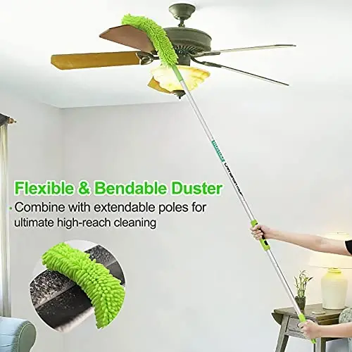 Wontolf 62'' Car Wash Brush with Long Handle Chenille Microfiber Car Wash Mop Car Washing Brush Cleaning Kit Windshield Window Squeegee Wheel Brush Car Duster Dry Towels for Cars RV Truck Boat 10PCS - 5