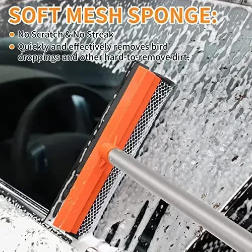 Wontolf 62'' Car Wash Brush with Long Handle Chenille Microfiber Car Wash Mop Car Washing Brush Cleaning Kit Windshield Window Squeegee Wheel Brush Car Duster Dry Towels for Cars RV Truck Boat 10PCS - 3