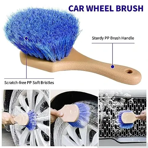 Wontolf 62'' Car Wash Brush with Long Handle Chenille Microfiber Car Wash Mop Car Washing Brush Cleaning Kit Windshield Window Squeegee Wheel Brush Car Duster Dry Towels for Cars RV Truck Boat 10PCS - 3