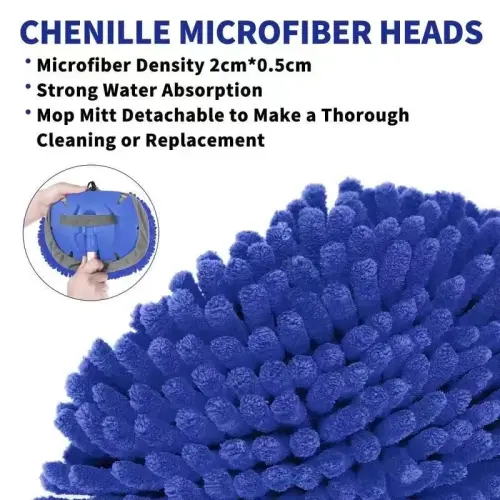 Wontolf 62'' Car Wash Brush With Long Handle - Chenille Microfiber Mop Mitt, Cleaning Kit, Windshield Window Squeegee, Duster, Microfiber Towels, Wheel Tire Brush for Cars, RV, Truck, Boat - 7