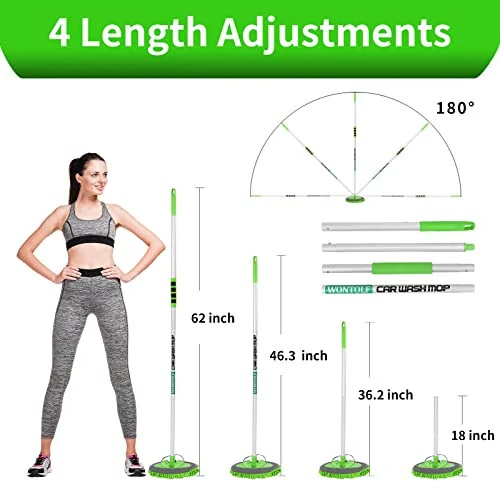 Wontolf 62'' Car Wash Brush with Long Handle Chenille Microfiber Car Wash Mop Mitt Car Cleaning Kit Windshield Window Squeegee Car Duster Microfiber Towels Wheel Tire Brush for Cars RV Truck Boat - 6