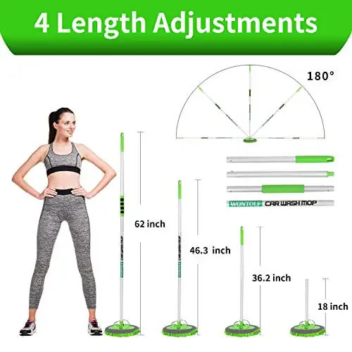 Wontolf 62'' Car Wash Brush with Long Handle Chenille Microfiber Car Wash Mop Mitt Car Cleaning Kit Windshield Window Squeegee Car Duster Microfiber Towels Wheel Tire Brush for Cars RV Truck Boat - 6