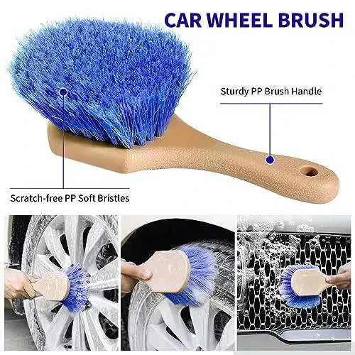 Wontolf 62'' Car Wash Brush with Long Handle Chenille Microfiber Car Wash Mop Mitt Car Cleaning Kit Windshield Window Squeegee Car Duster Microfiber Towels Wheel Tire Brush for Cars RV Truck Boat - 3