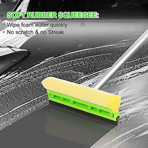 Wontolf 62'' Car Wash Brush with Long Handle Chenille Microfiber Car Wash Mop Mitt Kit Car Detailing Brush Cleaning Kit Window Squeegee Car Duster Drying Towels Tire Brush for Cars RV Truck Boat - 4