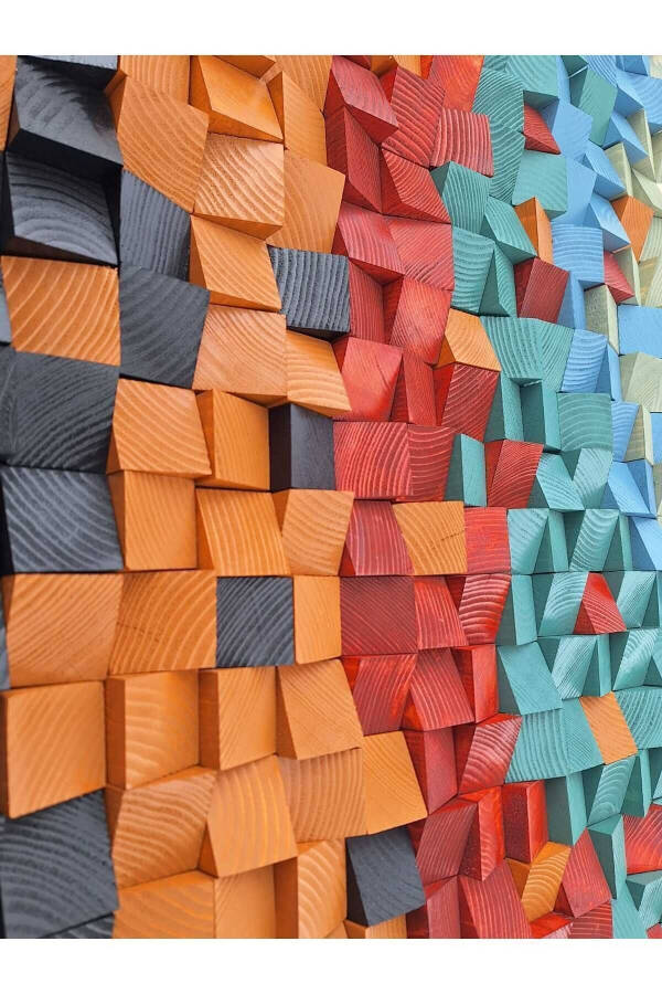 Wood Acoustic Panel 200*100cm Wood Wall Art Pixel Art Wooden Wall Panel Hifi Acoustic - 7