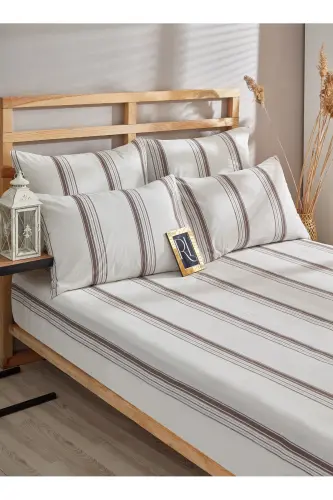 Wood Coffee Fitted Sheet Pillowcase Cotton Single - Double - King - Wood coffee - RICCO LIFES (1)