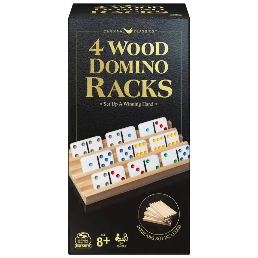 Wood Domino Racks, Set of 4 Trays for Mexican Train and other Dominoes Games, for Families and Kids Ages 8 and up - 1