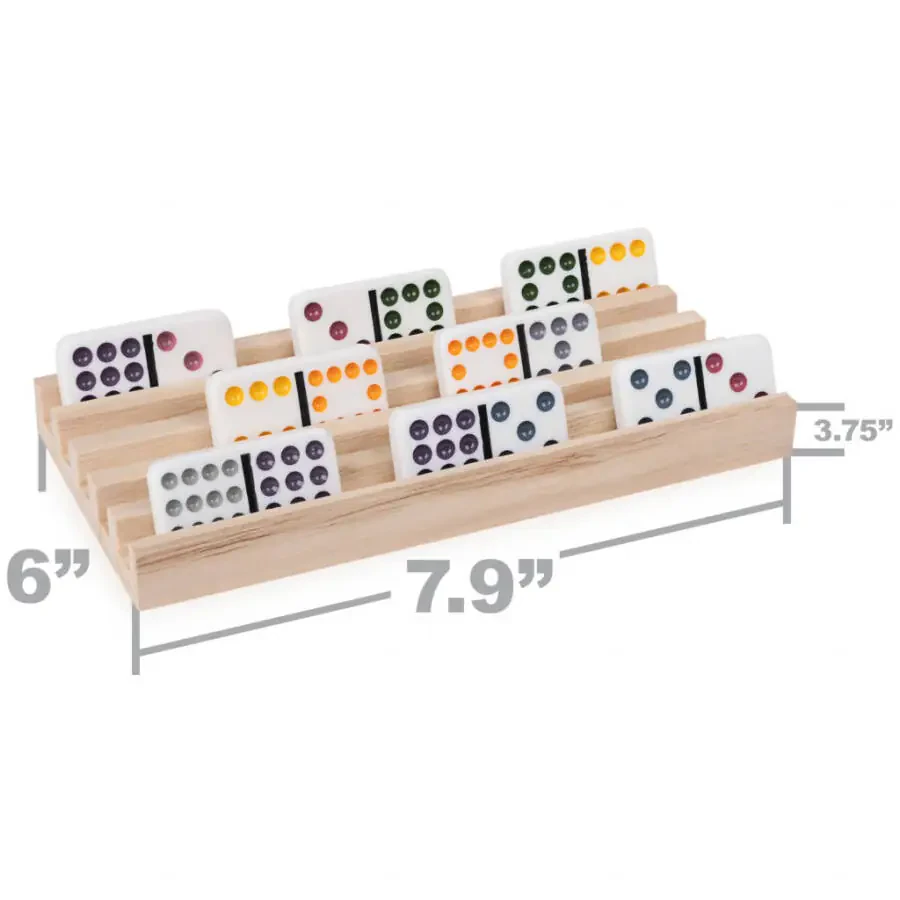 Wood Domino Racks, Set of 4 Trays for Mexican Train and other Dominoes Games, for Families and Kids Ages 8 and up - 5