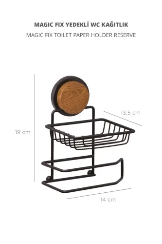 Wood Patterned Magic Fix Magic Adhesive Black Replacable Toilet Paper Holder Mgs-714w-Black - 5