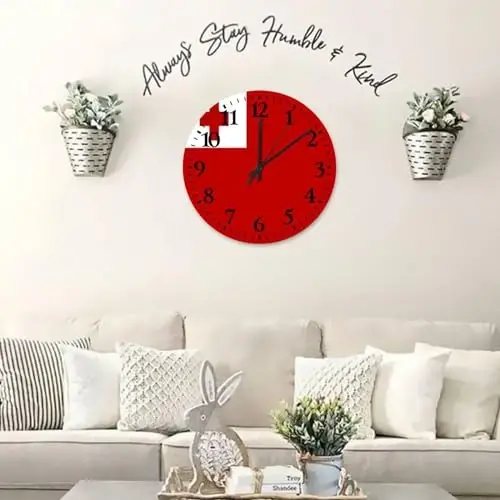 Wood Wall Clock Non-Ticking Sweep Movement Tonga Flag Retro Wall Clocks Patriotic Vanity Gift Wooden Wall Decor for Girls Room Bathroom Daycare 15 Inch - 5