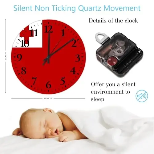 Wood Wall Clocks Analog Round Non-ticking Tonga Flag Personalized Wall Clocks Tactical Nation Patriotic Wooden Wall Decor for Restroom Office Children's Room 10 Inch - 3