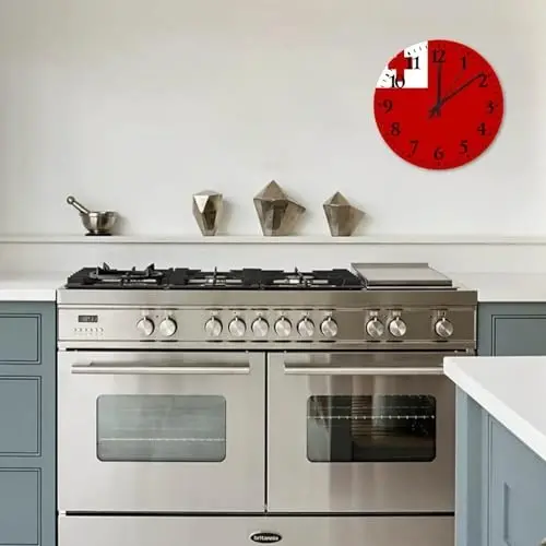 Wood Wall Clocks Analog Round Non-ticking Tonga Flag Personalized Wall Clocks Tactical Nation Patriotic Wooden Wall Decor for Restroom Office Children's Room 10 Inch - 6