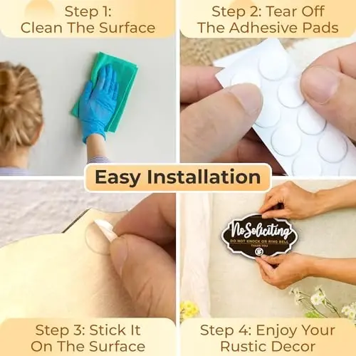 Woodamore No Soliciting Sign For House Door - 2 Pack Do Not Knock Or Ring Doorbell Signs For Front Door Hanging, No Soliciting Signs For Home, No Solicitors Sign For Office - 5