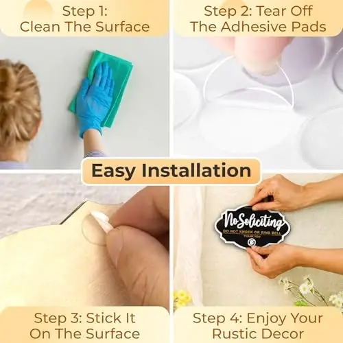 Woodamore No Soliciting Sign For House Door - 2 Pack Do Not Knock Or Ring Doorbell Signs For Front Door Hanging, No Soliciting Signs For Home, No Solicitors Sign For Office - 5