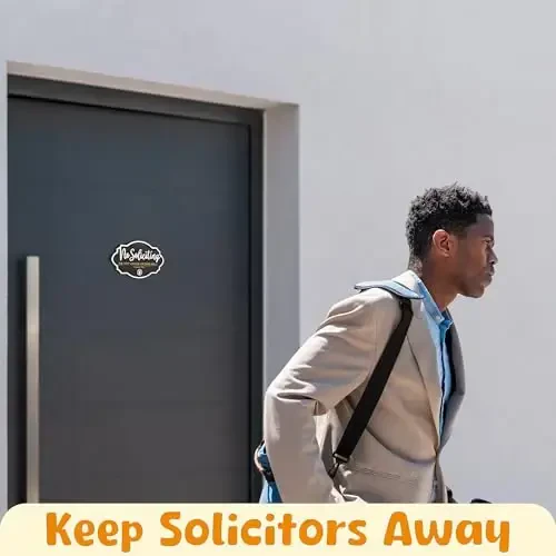 Woodamore No Soliciting Sign For House Door - Do Not Knock Or Ring Doorbell Sign For Front Door Hanging, No Soliciting Signs For Home, No Solicitors Signs For Office - 3