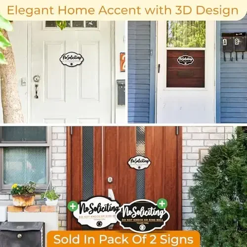 Woodamore No Soliciting Sign For House Door - 2 Pack Do Not Knock Or Ring Doorbell Signs For Front Door Hanging, No Soliciting Signs For Home, No Solicitors Sign For Office - 6