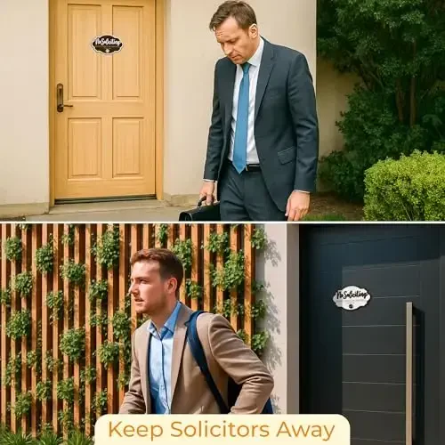Woodamore No Soliciting Sign For House Door - 2 Pack Do Not Knock Or Ring Doorbell Signs For Front Door Hanging, No Soliciting Signs For Home, No Solicitors Sign For Office - 4