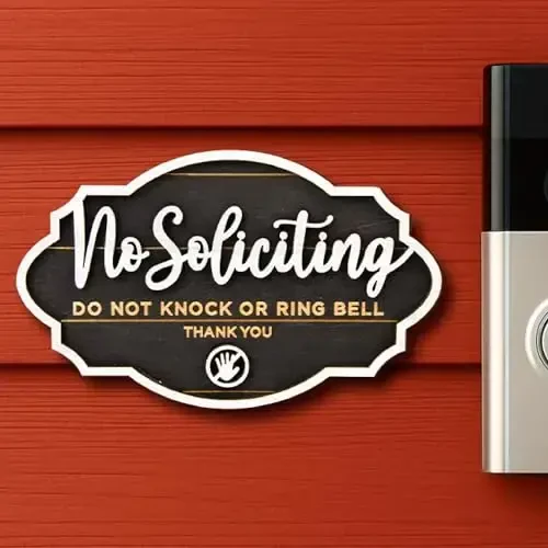 Woodamore No Soliciting Sign For House Door - Do Not Knock Or Ring Doorbell Sign For Front Door Hanging, No Soliciting Signs For Home, No Solicitors Signs For Office - 6