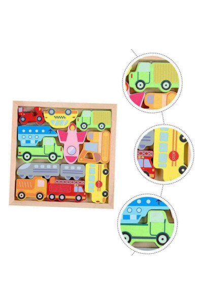 Wooden 12 Piece Object Tetris Puzzle Educational Montessori Toy - 13