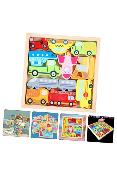 Wooden 12 Piece Object Tetris Puzzle Educational Montessori Toy - 15