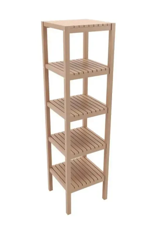 Wooden 5-Shelf Bathroom Rack with Grille - BIEN