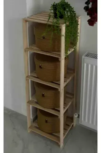 Wooden 5-Shelf Bathroom Rack with Grille - BIEN (1)