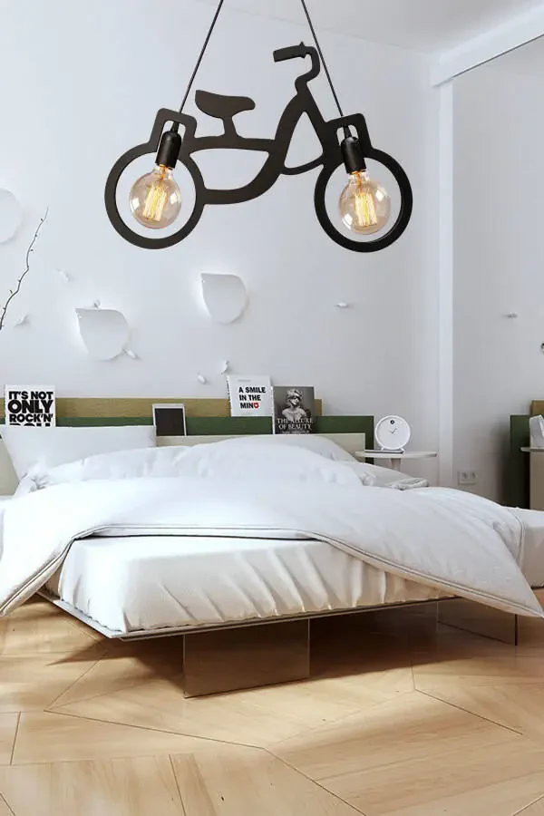 Wooden Black Bicycle Pendant Chandelier Wooden Luxury Rustic Modern Decorative Lamp Children's Room Chandelier - 8