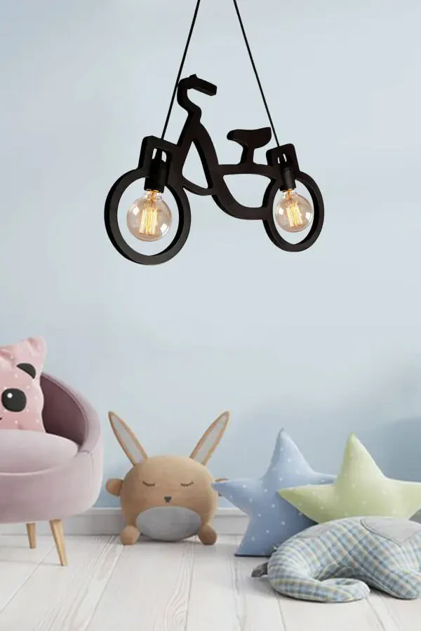 Wooden Black Bicycle Pendant Chandelier Wooden Luxury Rustic Modern Decorative Lamp Children's Room Chandelier - 11