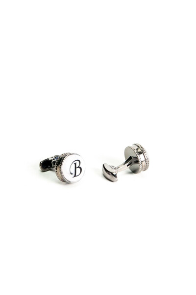 Wooden Box Round Letter Cufflinks B Letter - 7