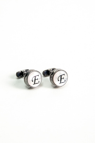 Wooden Boxed Round Letter Cufflinks E Letter - 5